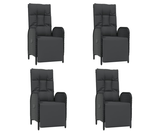 Set de muebles jardín 5 pzas con cojines ratán sintético negro