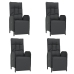 Set de muebles jardín 5 pzas con cojines ratán sintético negro