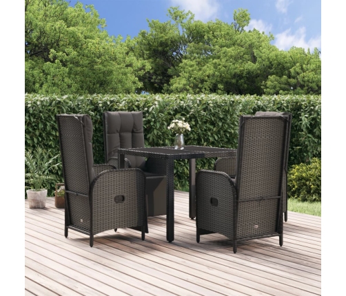 Set de muebles jardín 5 pzas con cojines ratán sintético negro
