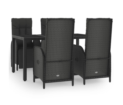 Set de muebles jardín 5 pzas con cojines ratán sintético negro