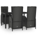Set de muebles jardín 5 pzas con cojines ratán sintético negro