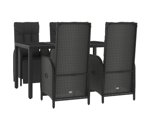 Set de muebles jardín 5 pzas con cojines ratán sintético negro