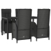 Set de muebles jardín 5 pzas con cojines ratán sintético negro
