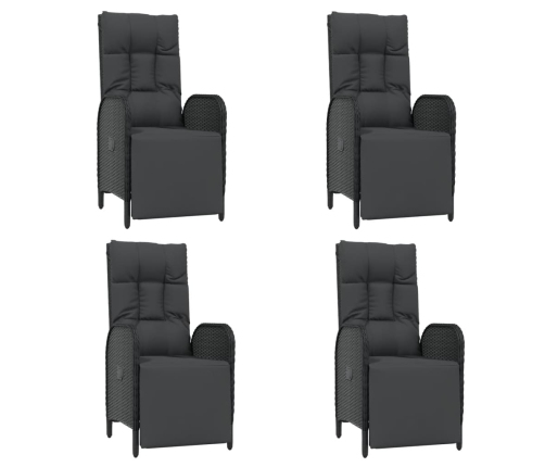Set de muebles jardín 5 pzas con cojines ratán sintético negro