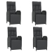 Set de muebles jardín 5 pzas con cojines ratán sintético negro