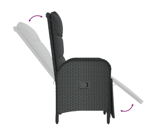 Set de muebles jardín 5 pzas con cojines ratán sintético negro