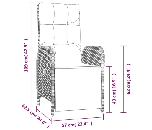 Set de muebles jardín 5 pzas con cojines ratán sintético negro