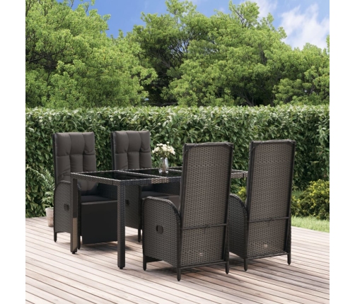 Set de muebles jardín 5 pzas con cojines ratán sintético negro
