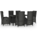 Set comedor jardín 7 pzas y cojines ratán sintético negro gris