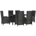 Set comedor jardín 7 pzas y cojines ratán sintético negro gris