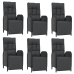 Set comedor jardín 7 pzas y cojines ratán sintético negro gris