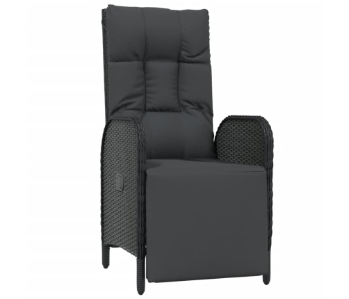 Set comedor jardín 7 pzas y cojines ratán sintético negro gris