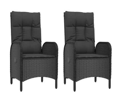 Set comedor de jardín 3 pzas con cojines ratán sintético negro