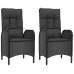 Set comedor de jardín 3 pzas con cojines ratán sintético negro