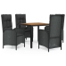 Set de muebles jardín 5 pzas con cojines ratán sintético negro
