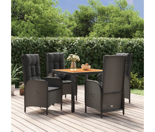 Set de muebles jardín 5 pzas con cojines ratán sintético negro