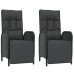 Set comedor de jardín 3 pzas con cojines ratán sintético negro