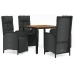 Set de muebles jardín 5 pzas con cojines ratán sintético negro