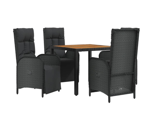 Set de muebles jardín 5 pzas con cojines ratán sintético negro