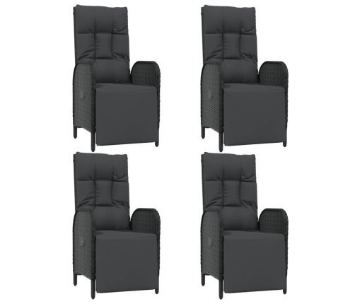 Set de muebles jardín 5 pzas con cojines ratán sintético negro