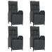 Set de muebles jardín 5 pzas con cojines ratán sintético negro