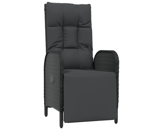 Set de muebles jardín 5 pzas con cojines ratán sintético negro