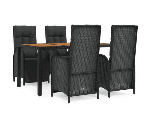 Set de muebles jardín 5 pzas con cojines ratán sintético negro