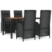 Set de muebles jardín 5 pzas con cojines ratán sintético negro