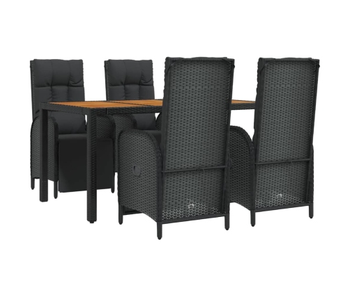 Set de muebles jardín 5 pzas con cojines ratán sintético negro