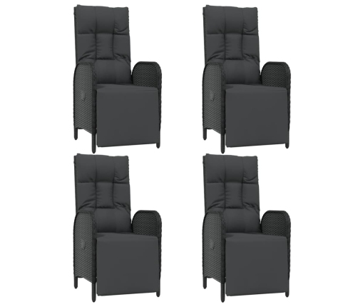 Set de muebles jardín 5 pzas con cojines ratán sintético negro