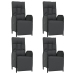 Set de muebles jardín 5 pzas con cojines ratán sintético negro