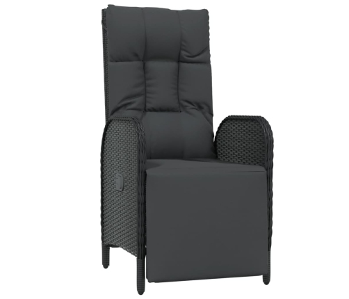 Set de comedor de jardín 7 pzas y cojines ratán sintético negro
