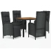 Set de muebles jardín 5 pzas con cojines ratán sintético negro