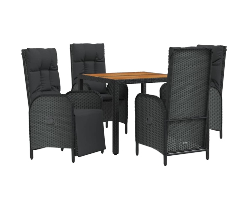 Set de muebles jardín 5 pzas con cojines ratán sintético negro