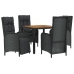Set de muebles jardín 5 pzas con cojines ratán sintético negro