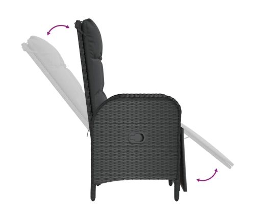 Set de muebles jardín 5 pzas con cojines ratán sintético negro
