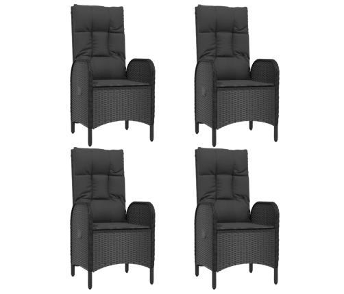 Set de comedor de jardín 7 pzas y cojines ratán sintético negro