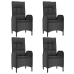Set de comedor de jardín 7 pzas y cojines ratán sintético negro