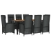 Set de comedor de jardín 9 pzas y cojines ratán sintético negro