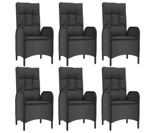Set de comedor de jardín 9 pzas y cojines ratán sintético negro