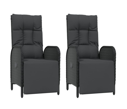 Set de comedor de jardín 9 pzas y cojines ratán sintético negro
