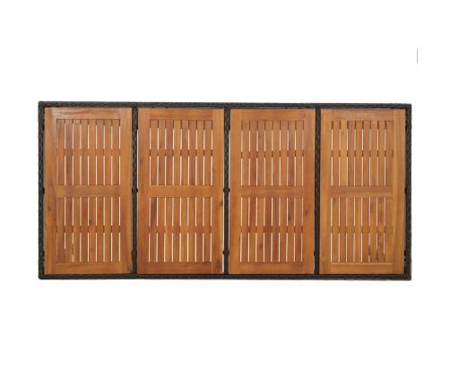 Set de comedor de jardín 9 pzas y cojines ratán sintético negro