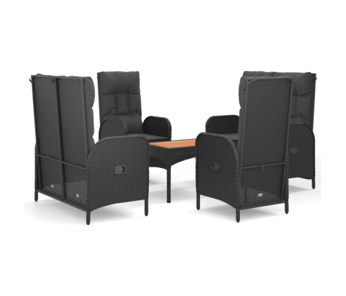 Set de muebles jardín 5 pzas con cojines ratán sintético negro