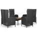 Set de muebles jardín 5 pzas con cojines ratán sintético negro