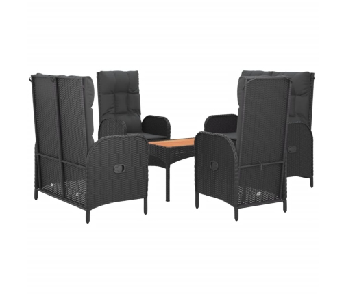 Set de muebles jardín 5 pzas con cojines ratán sintético negro