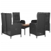 Set de muebles jardín 5 pzas con cojines ratán sintético negro