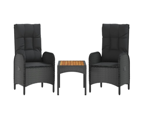 Set de muebles jardín 5 pzas con cojines ratán sintético negro