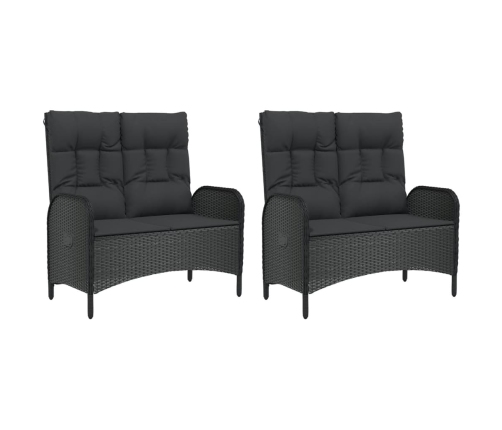 Set de muebles jardín 5 pzas con cojines ratán sintético negro