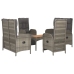 Set comedor de jardín 5 piezas con cojines ratán sintético gris