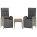 Set comedor de jardín 5 piezas con cojines ratán sintético gris